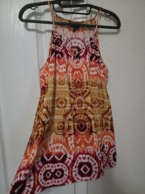 UNIQUE SPECTRUM Multicolor Tie-Dye Halter Tank Top